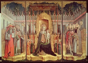 Panna trůnící se svatými Jeronýmem, Řehořem, Ambrožem a Augustinem, 1446